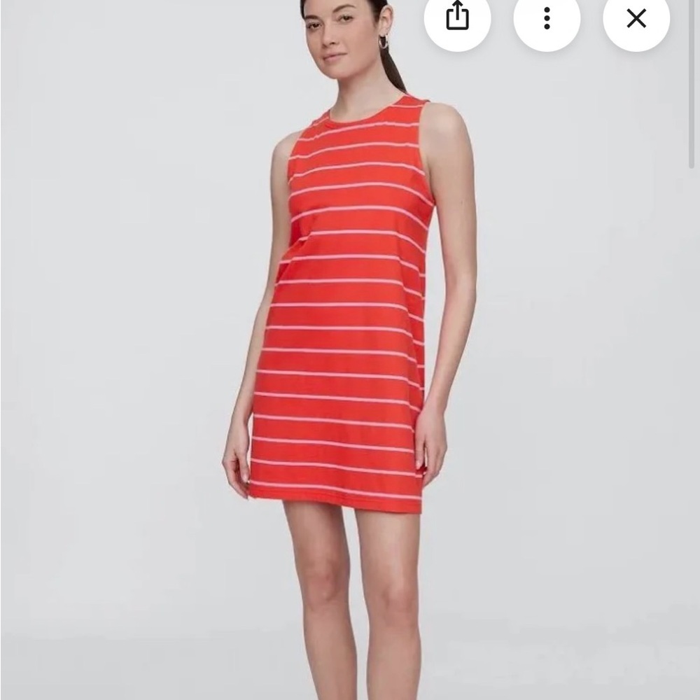 GAP Red and White Striped Sleeveless Mini Dress